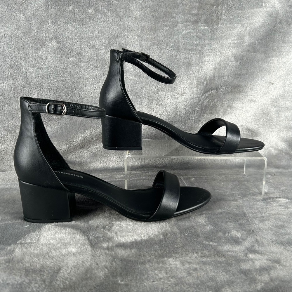 Amazon Essentials Womens Two-Strap Block Heel Sandals Black‎ 10 Wide AE-W-SS-01